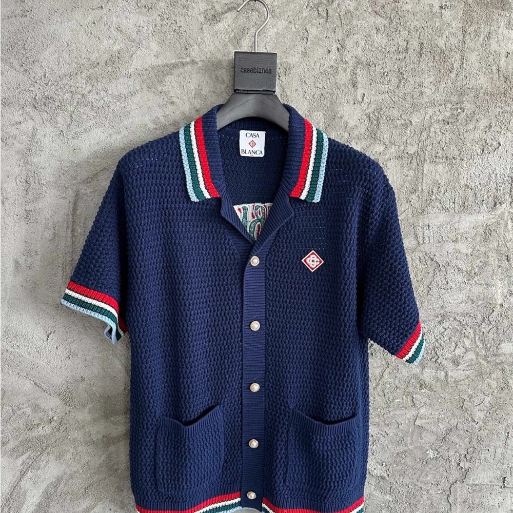 Navy Short Sleeve Knit Cardigan